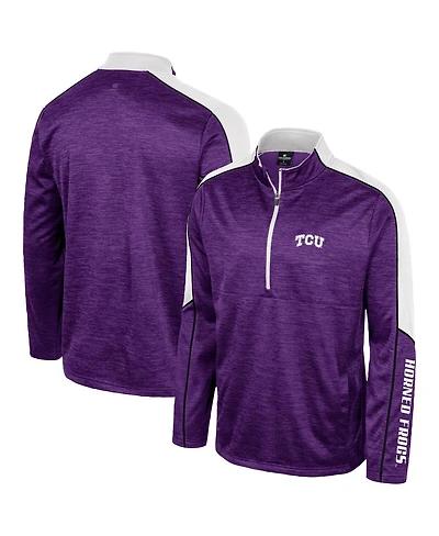 Men's Colosseum Purple Tcu Horned Frogs Marled Half-Zip Jacket