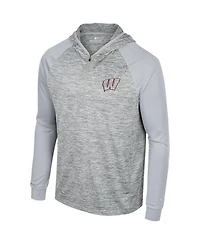 Men's Colosseum Gray Wisconsin Badgers Cybernetic Raglan Quarter-Zip Hooded Top