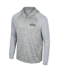 Men's Colosseum Gray Tcu Horned Frogs Cybernetic Raglan Quarter-Zip Hooded Top