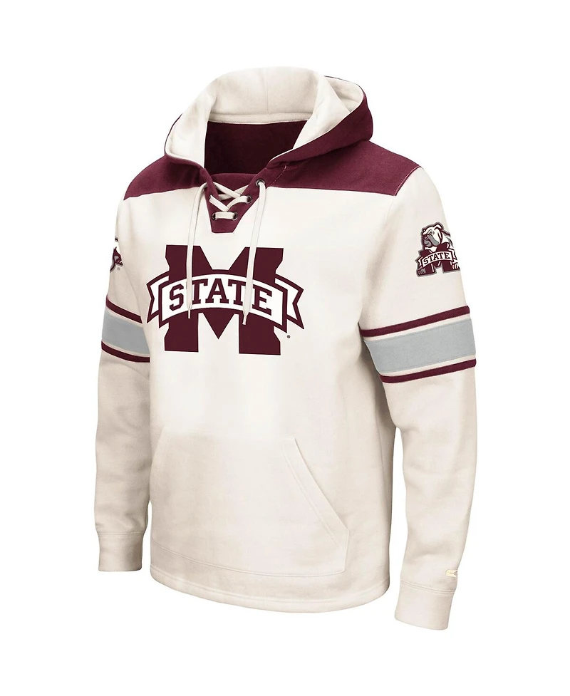 Men's Colosseum White Mississippi State Bulldogs 2.0 Lace-Up Logo Pullover Hoodie
