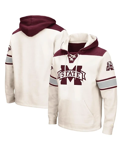 Men's Colosseum White Mississippi State Bulldogs 2.0 Lace-Up Logo Pullover Hoodie