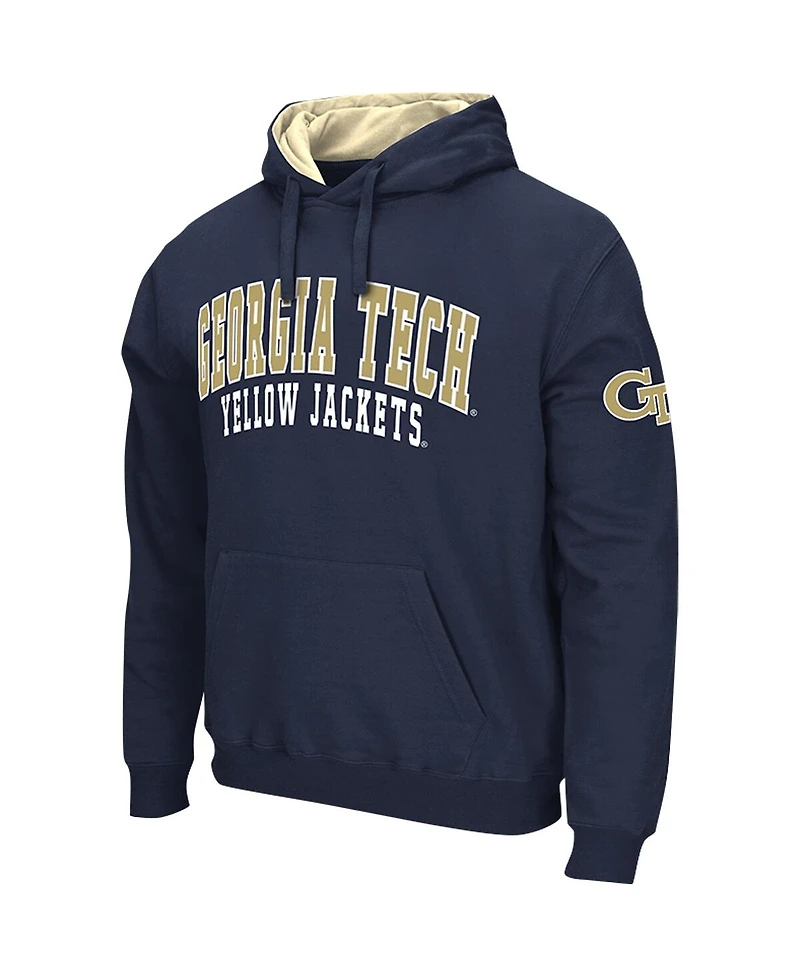 Men's Colosseum Navy Georgia Tech Yellow Jackets Double Arch Pullover Hoodie