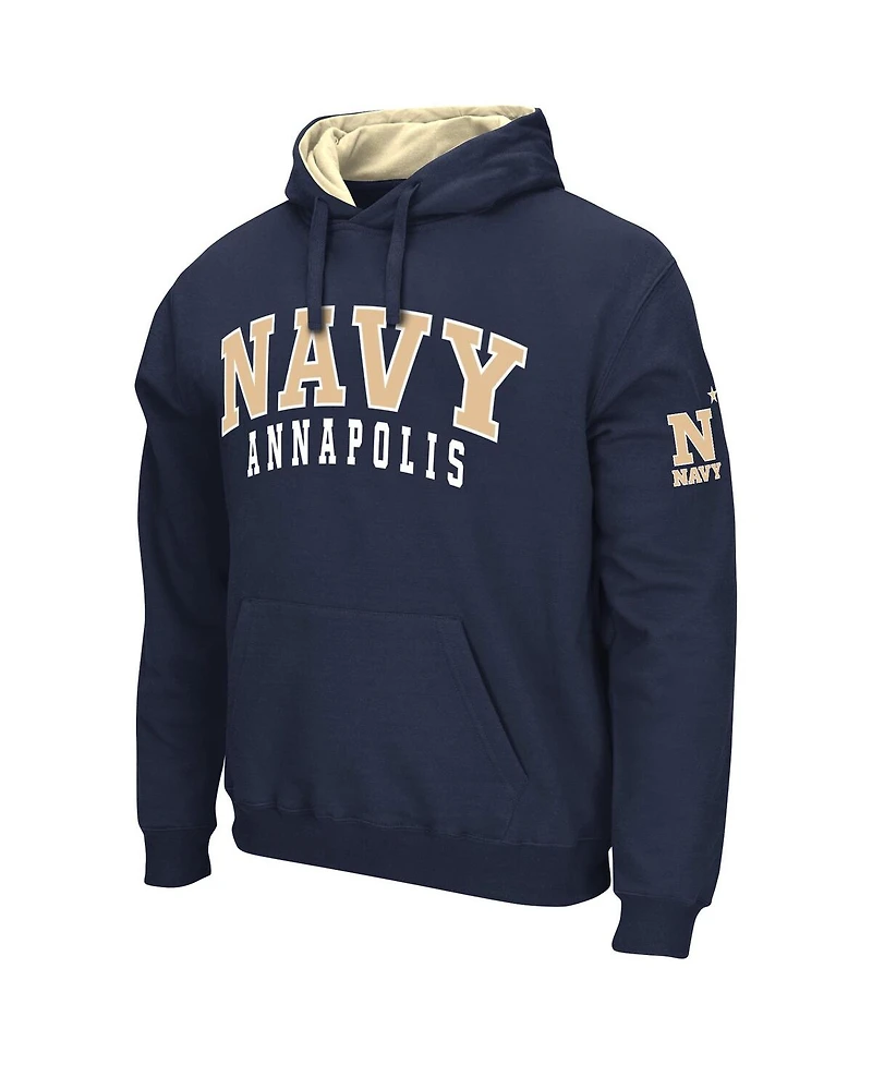 Men's Colosseum Navy Midshipmen Double Arch Pullover Hoodie