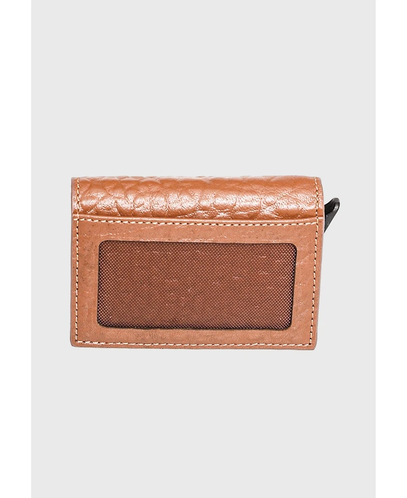 Furniq Uk Men's Genuine Leather Elephant Pattern Trifold Card Holder