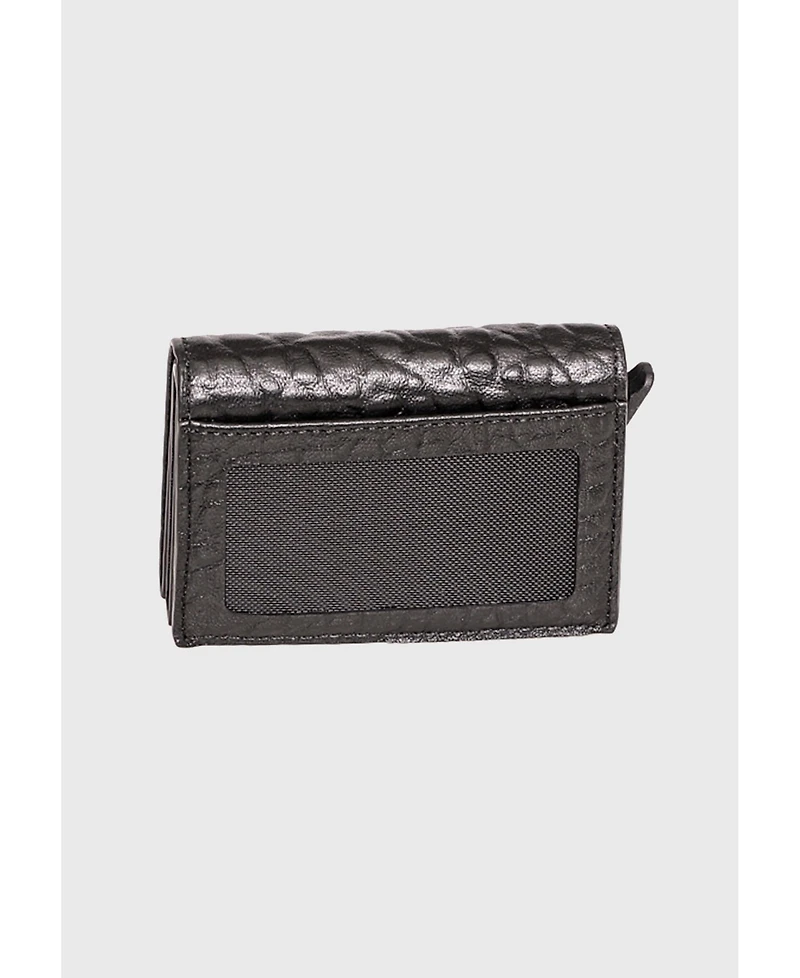 Furniq Uk Men's Genuine Leather Elephant Pattern Trifold Card Holder