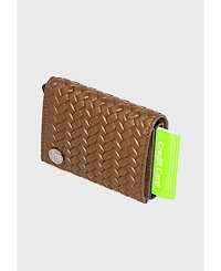 Men's Genuine Leather Weave Pattern Trifold Card Holder