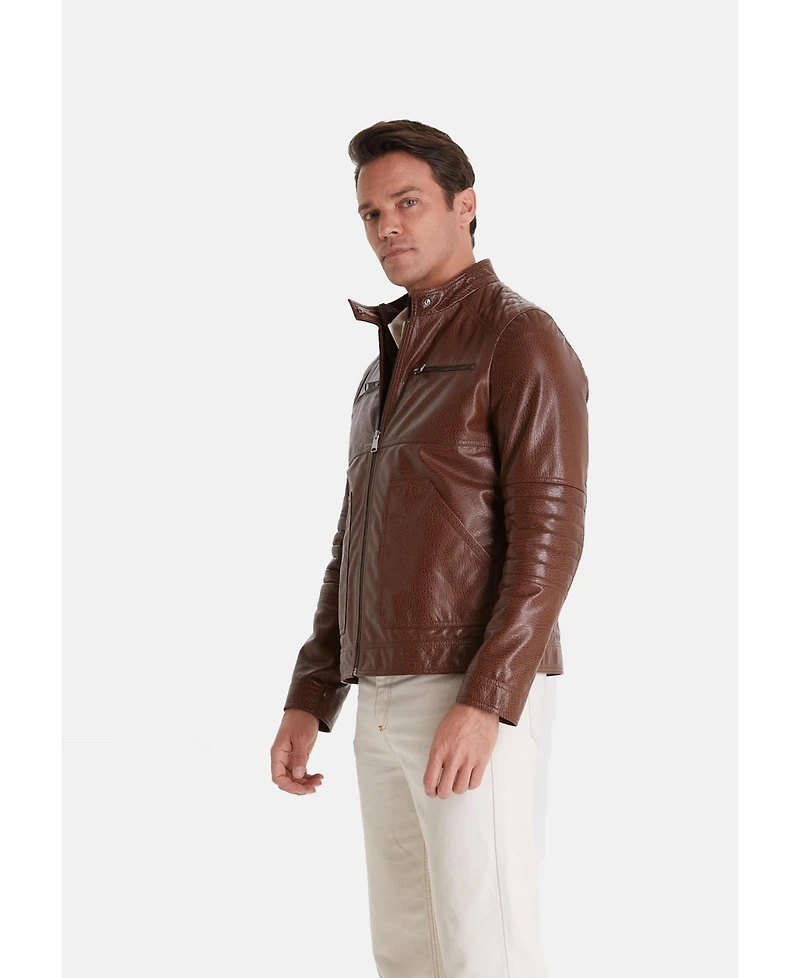 Furniq Uk Men's Brown Leather Jacket, Elephant Brown