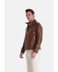 Furniq Uk Men's Brown Leather Jacket, Elephant Brown