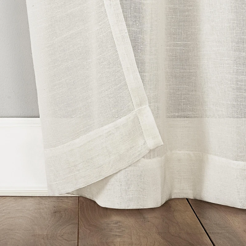 Slub Textured Linen Blend Black Grommet Top Curtain