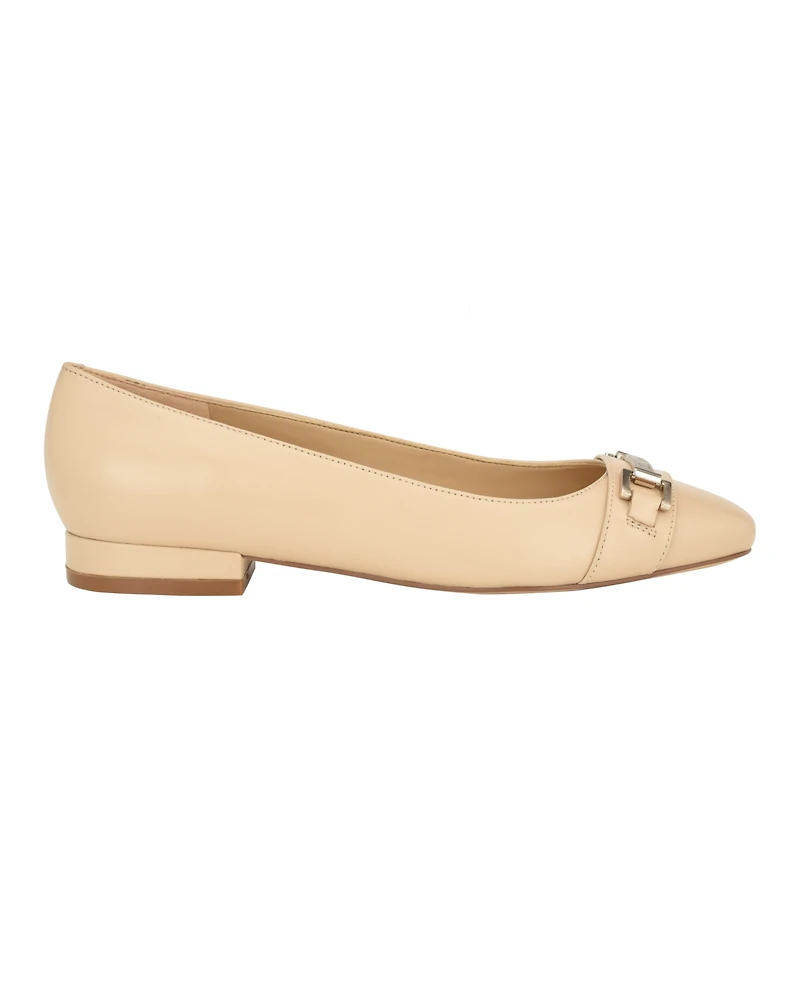 Calvin Klein Women's Crystil Tailored Ballet Flat - Light Natural