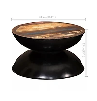 Coffee Table Solid Reclaimed Wood Black Base 23.6"x23.6"x13"