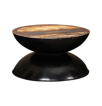 Coffee Table Solid Reclaimed Wood Black Base 23.6"x23.6"x13"