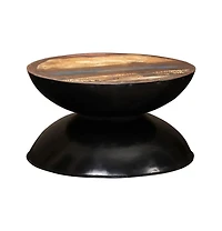 Coffee Table Solid Reclaimed Wood Black Base 23.6"x23.6"x13"