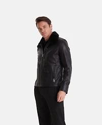 Furniq Uk Men's Leather Jacket, Black