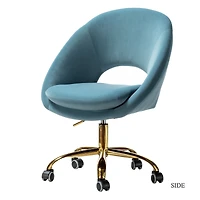 Hulala Home Modern Velvet Office Chair with Adjustable Swivel for Study Vanity