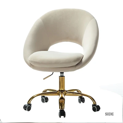 Hulala Home Modern Velvet Office Chair with Adjustable Swivel for Study Vanity