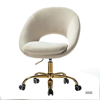 Hulala Home Modern Velvet Office Chair with Adjustable Swivel for Study Vanity