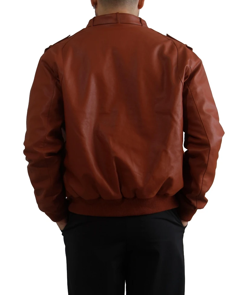 Members Only Men's Faux Leather Iconic Racer Jacket