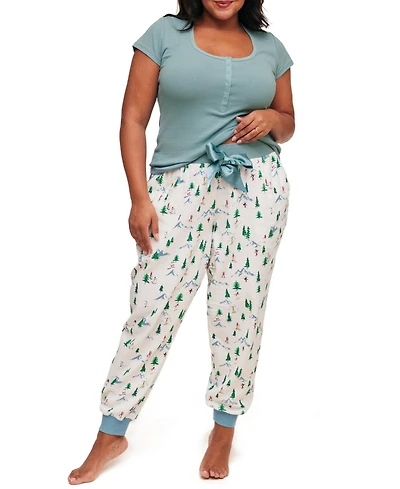 Adore Me Plus Caileigh T-Shirt & Joggers Pajama Set