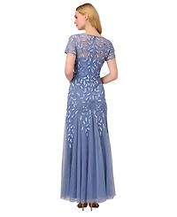 Adrianna Papell Floral-Beaded Gown