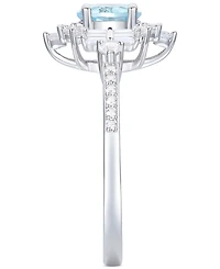 Santa Maria Aquamarine (1/2 ct. t.w.) & Diamond (3/8 ct. t.w.) Halo Ring in 14k White Gold