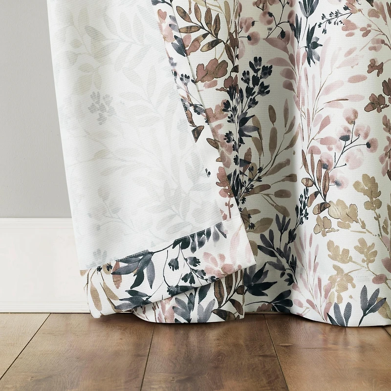 Amelie Botanical Print Room Darkening Grommet Curtain Panel