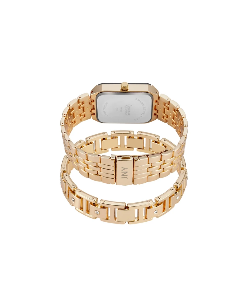 Jones New York Men's Analog Shiny Gold-Tone Metal Watch 31mm Bracelet Gift Set