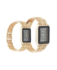 Jones New York Men and Women's Analog Shiny Gold-Tone Metal Bracelet His Hers Watch 40mm, 32mm Gift Set