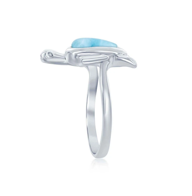 Sterling Silver Larimar Turtle Ring