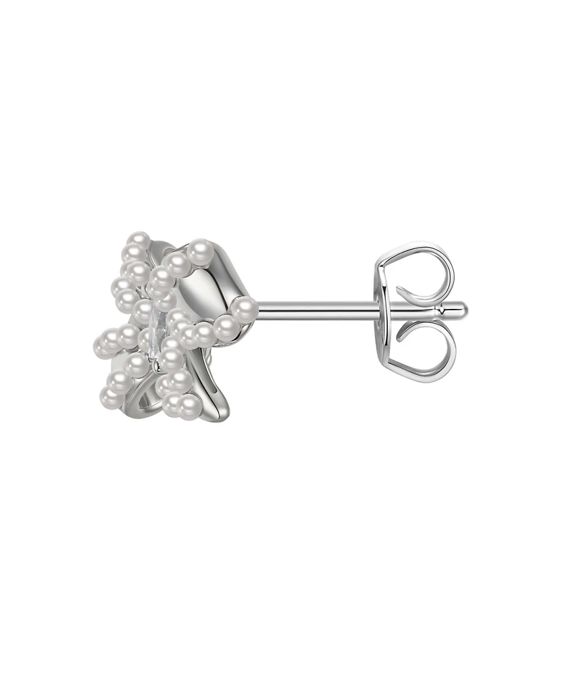 Macy's Imitation Pearl and Cubic Zirconia Bow Stud Earrings