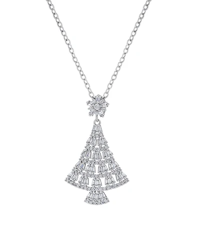 Macy's Cubic Zirconia Baguette Christmas Tree Pendant Necklace