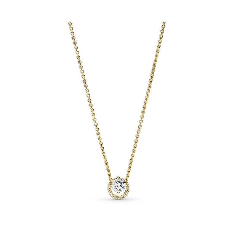 Pandora Timeless 14K Gold-Plated Sparkling Round Cubic Zirconia Halo Pendant Collier Necklace