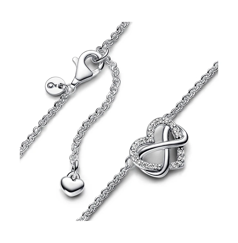 Pandora Moments Sterling Silver Sparkling Cubic Zirconia Infinity Heart Collier Necklace
