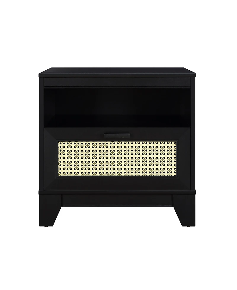 Manhattan Comfort Sheridan 21.63" 1-Drawer Cane Nightstand