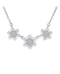 Bling Jewelry Holiday Party Cubic Zirconia Solitaire Cz Accent Christmas Frozen Winter Sparkling Dainty 3 Multi Snowflake Necklace Sterling Silver