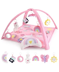The Peanutshell 7 in 1 Baby Play Gym and Tummy Time Mat, Rainbow Paradise