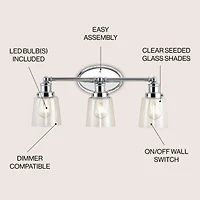 Beverly Iron/Seeded Glass Classic Cottage Led Vanity Light
