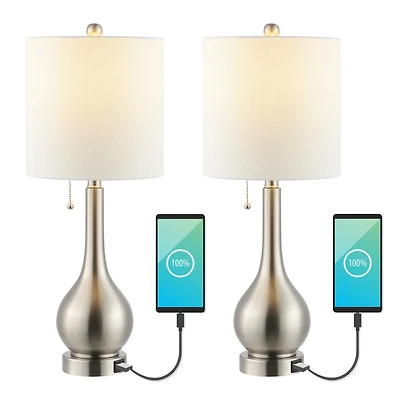 Tyler Modern Classic Gourd Iron Led Table Lamp with Dual Usb Charging Port (Set of 2)