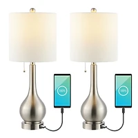 Tyler Modern Classic Gourd Iron Led Table Lamp with Dual Usb Charging Port (Set of 2)