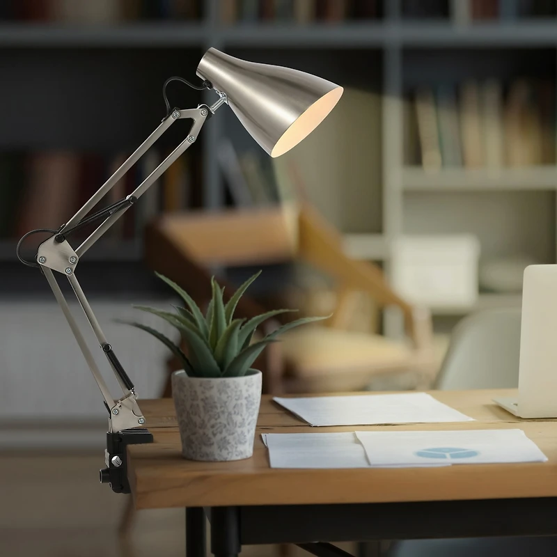 Jonathan Y Odile Classic Industrial Adjustable Articulated Clamp On Led Task Lamp