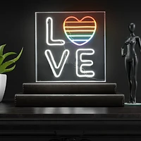 Jonathan Y Love Square Contemporary Glam Acrylic Box Usb Operated Led Neon Light