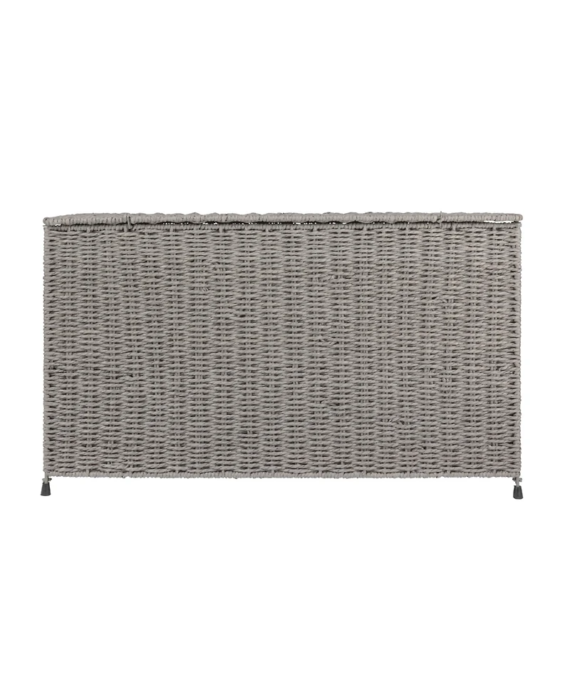 Household Essentials Woven Paper Rope Storage Chest with Hinged Lid and Integrated Handles