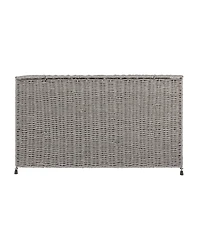 Household Essentials Woven Paper Rope Storage Chest with Hinged Lid and Integrated Handles