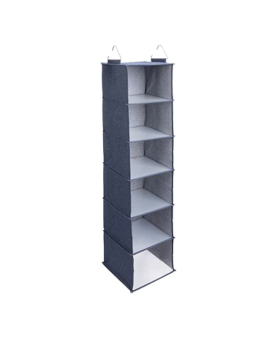 Household Essentials Hanging Closet Organizer with 6 Storage Shelves, Denim