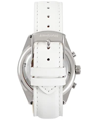 Abingdon Co. Women's Katherine Chronograph White Leather Strap Steel Watch 40mm