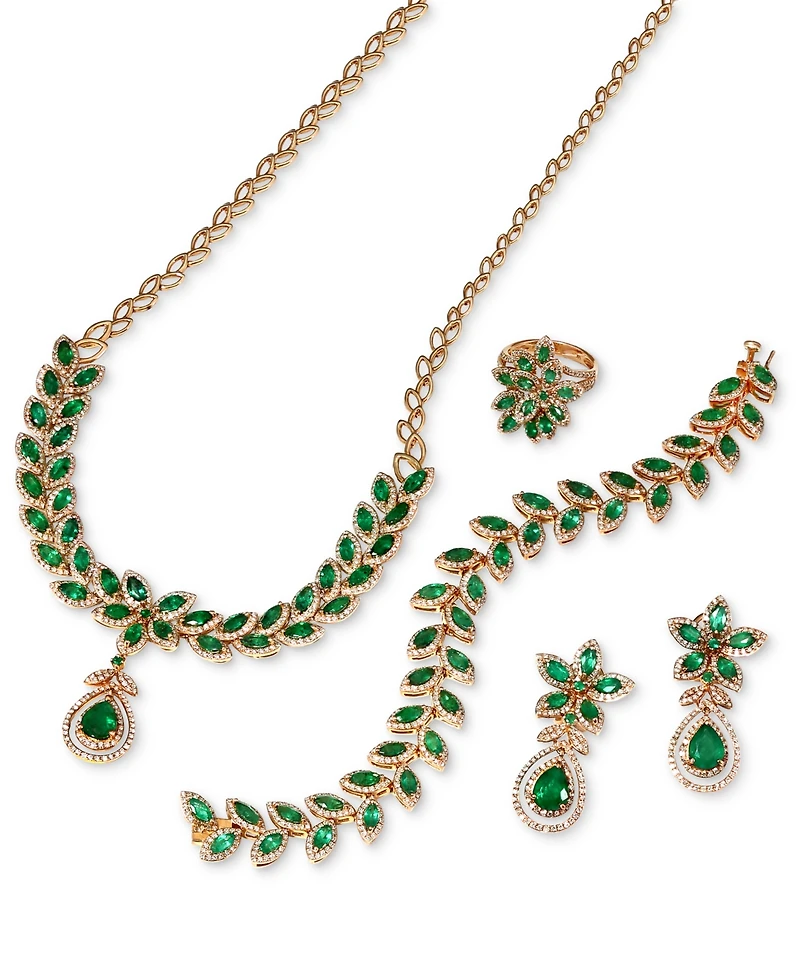 Effy Emerald (11-3/4 ct. t.w.) and Diamond (2-3/4 ct. t.w.) Pendant Necklace in 14k Gold, Created for Macy's