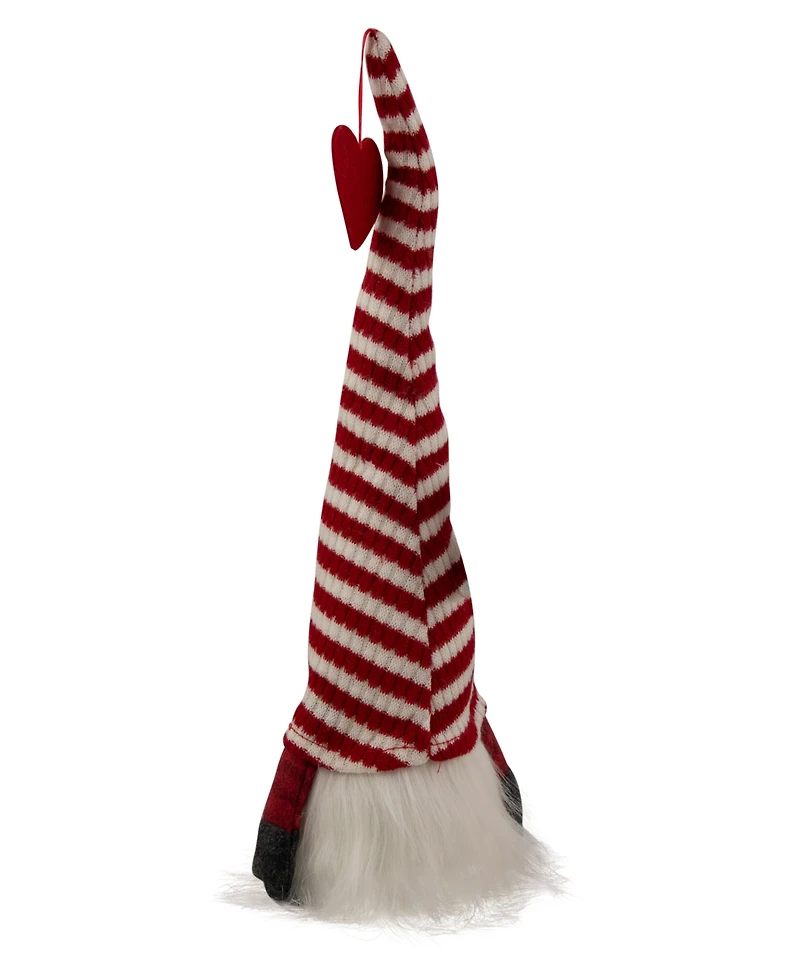 Northlight 13.5" Led Lighted and White Striped Hat Valentine's Day Gnome