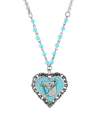 2028 Acrylic Turquoise Bead Horse Head Heart Necklace