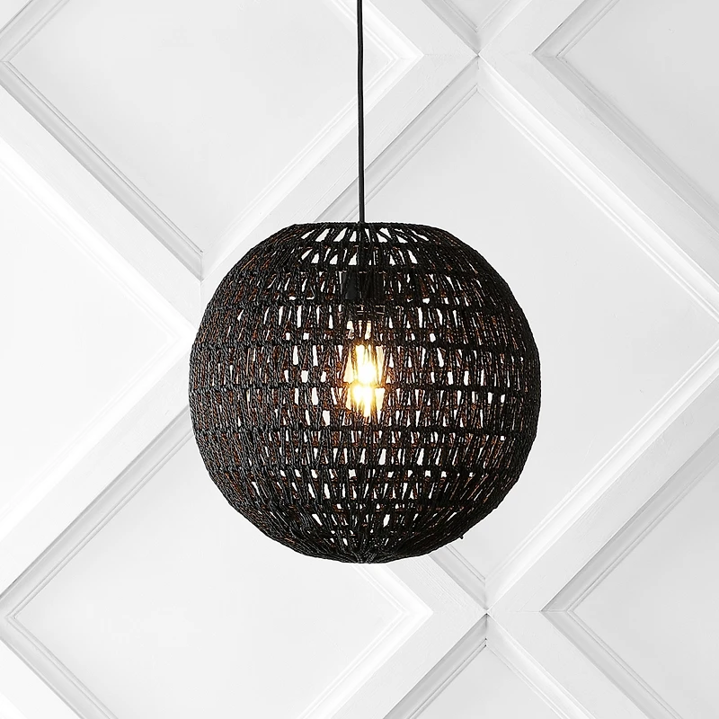 Luna Bohemian Modern Woven Rattan iron Led Pendant