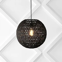 Luna Bohemian Modern Woven Rattan iron Led Pendant